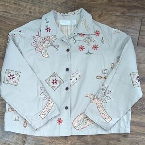 Embroidered Beaded Cotton Lightweight Jacket